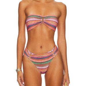 Detail Bandeau Bikini Top and Bottom Jetty Stripe